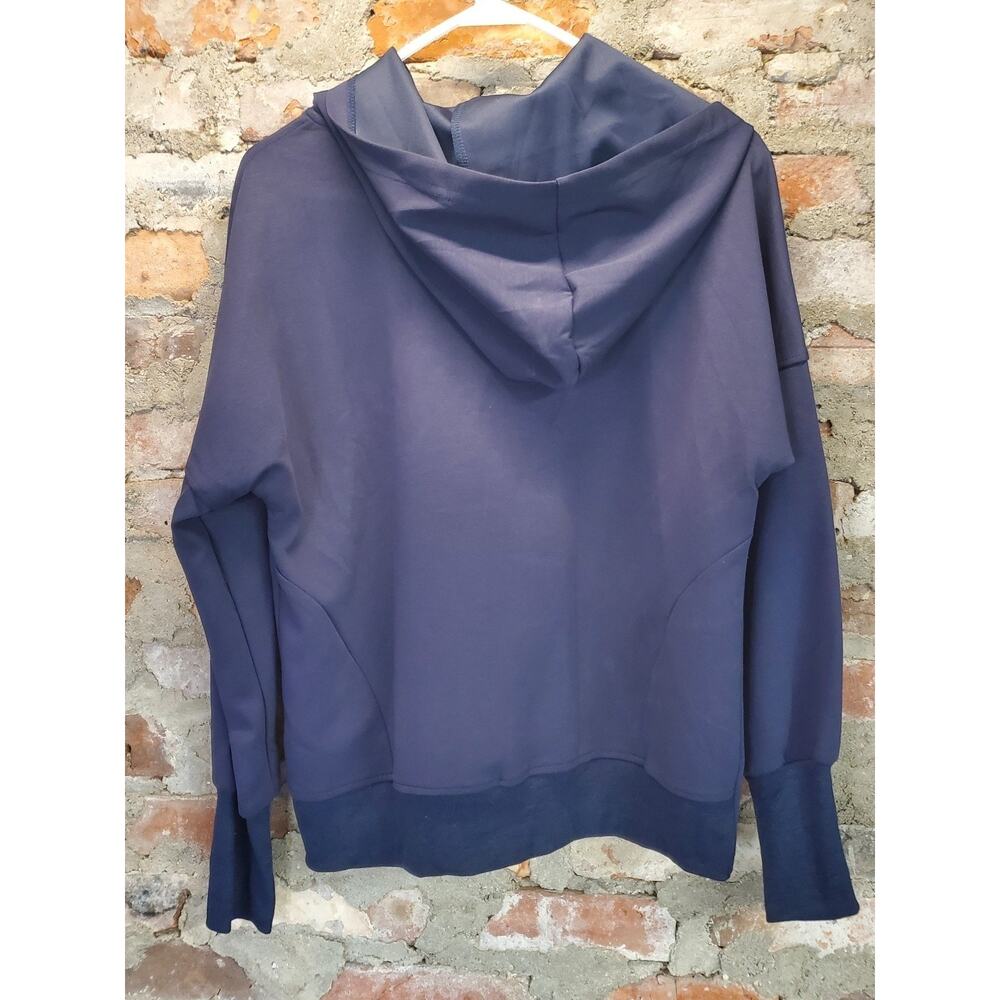 Fashion Hoodie Pullover S Navy Blue Snap Button Hooded Front Pocket - Picture 2 of 3